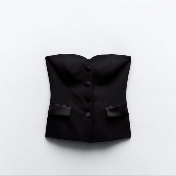 ZARA COMBINATION SATIN EFFECT BUSTIER TOP - Picture 10 of 16